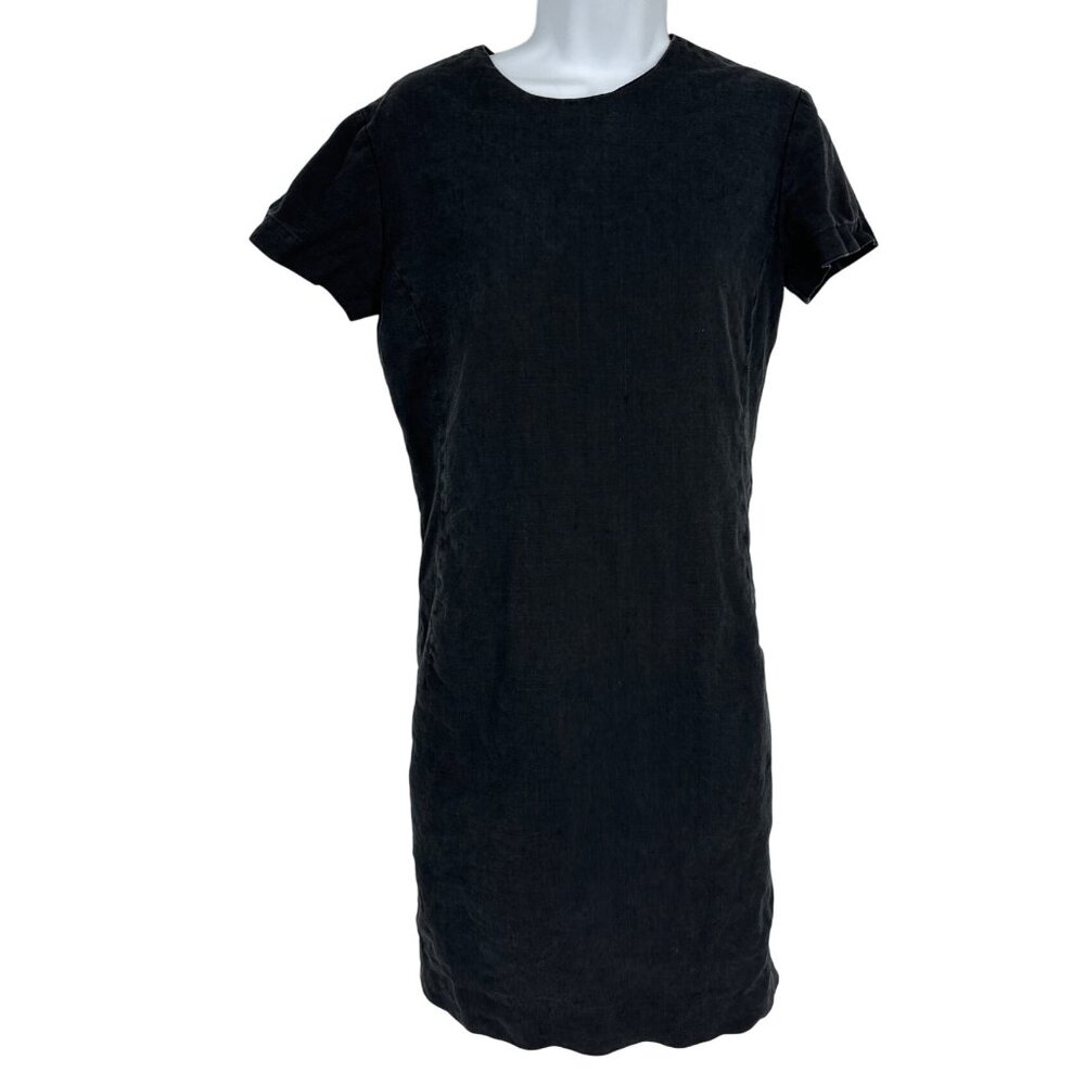 Ralph Lauren Black Linen Short Sleeve Shift‎ Dress Size 6 Made In USA